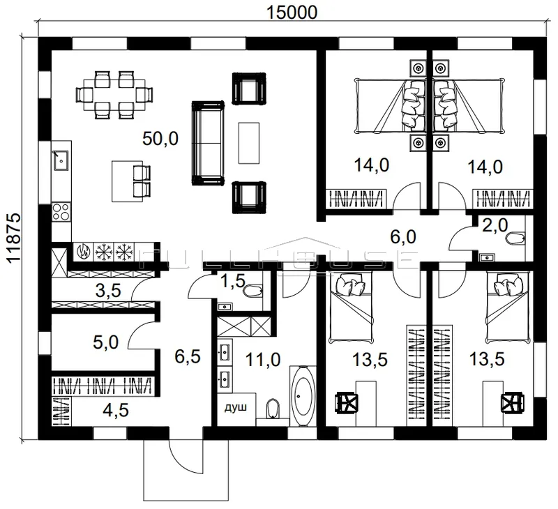 Первый этаж проекта FH-145 Full House