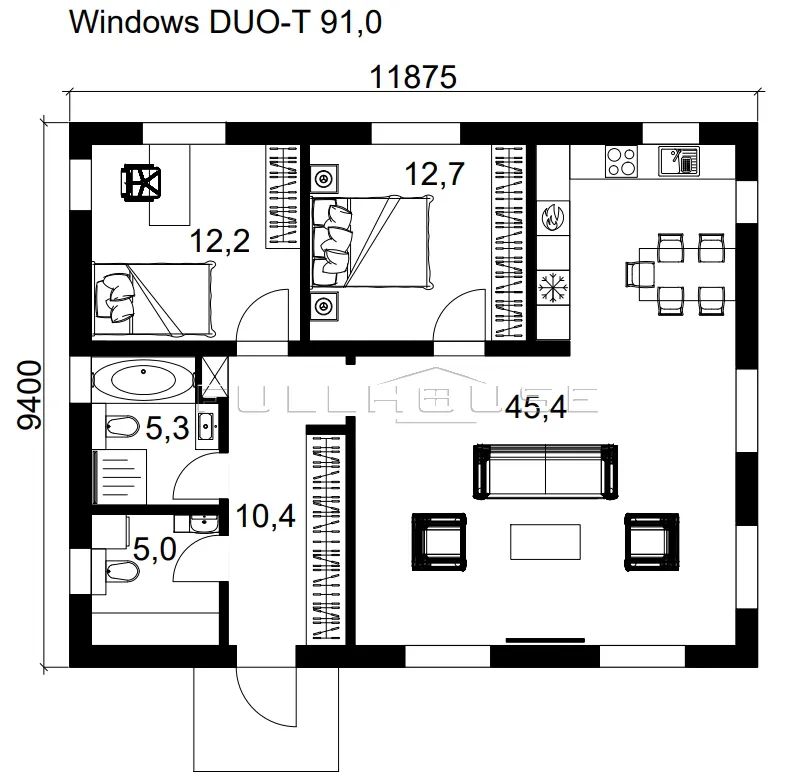 Первый этаж проекта FH-90WD Windows Duo